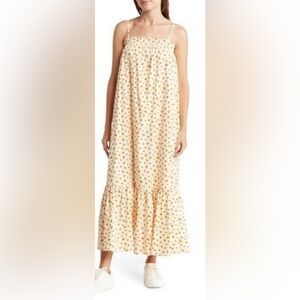 NWT WeWoreWhat smocked midi dress peasant country casual loose baggy women S